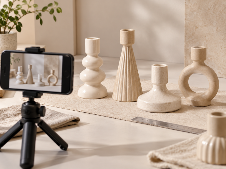 Pre-shipment product photo and video review for ceramic candle holders
